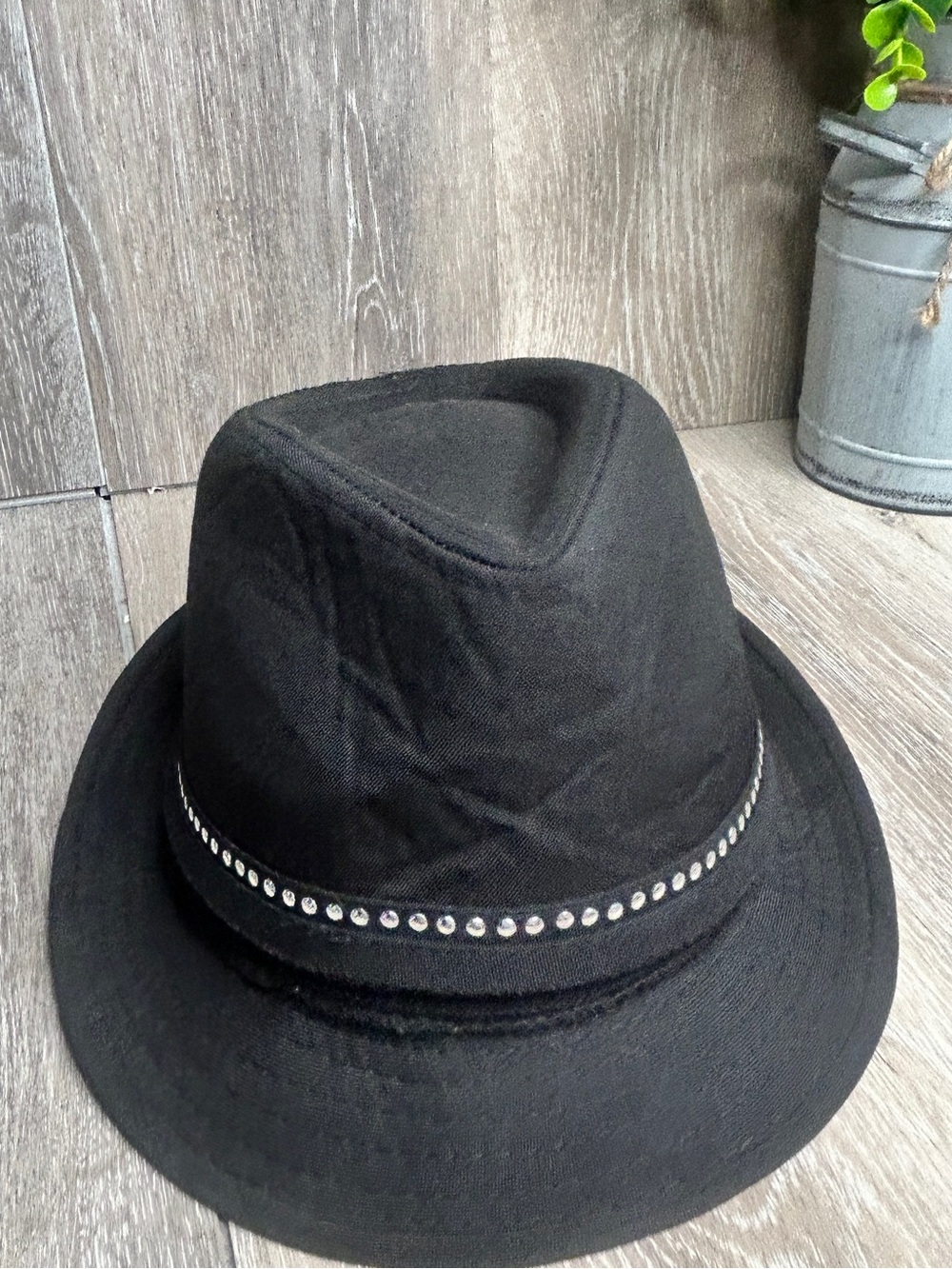 Nicole Marciano Black Fedora with Studded Band  Hat • One Size